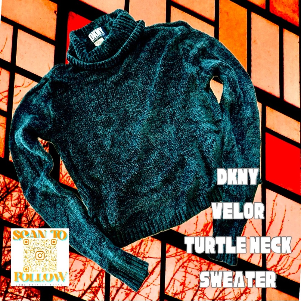 VINTAGE DKNY TURTLENECK VELOUR SWEATER